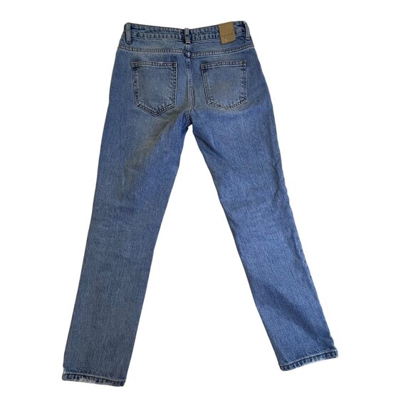 Zara Womens Light Blue Denim Jeans 1975 Crystal Embellished Straight Leg Size 00 - Picture 2 of 11